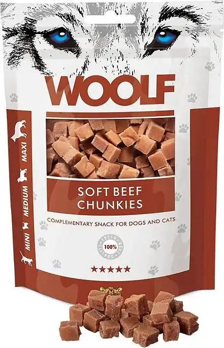Woolf Przysmak Beef Chunkies dla psa i kota op. 100g Taniej