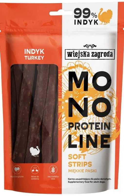 Promocja Wiejska Zagroda Monoprotein Soft Stripes Przysmaki z indykiem dla psa 100g