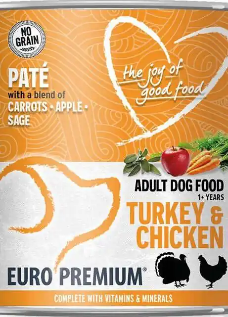 Euro Premium Pate Adult Turkey&Chicken Karma z indykiem i kurczakiem dla psa 400g WYPRZEDAŻ Popularny