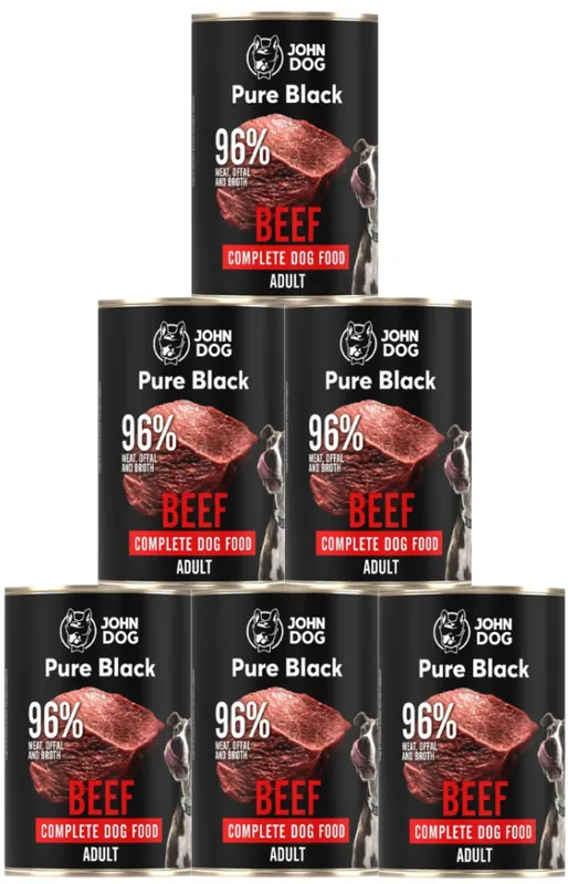 Nowy John Dog Adult Pure Black Beef Karma z wolowiną dla psa 6x400g PAKIET