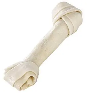 Tani Hau&Miau Kość wiązana ze skóry wołowej biała dla psa dł. 21.5cm
