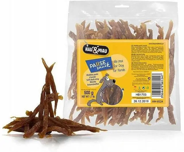 Hau&Miau Miękkie paski z kaczki dla psa op. 500g Nowość
