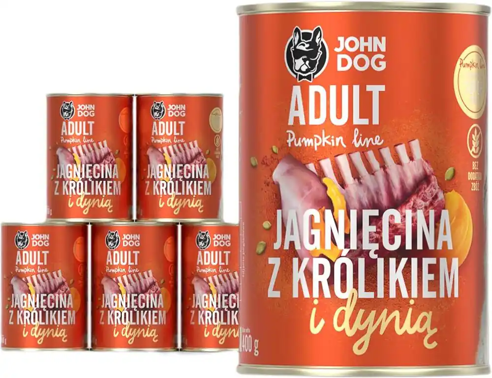 Premium John Dog Pumpkin Line Karma z jagnięciną i królikiem z dynią dla psa 6x400g PAKIET