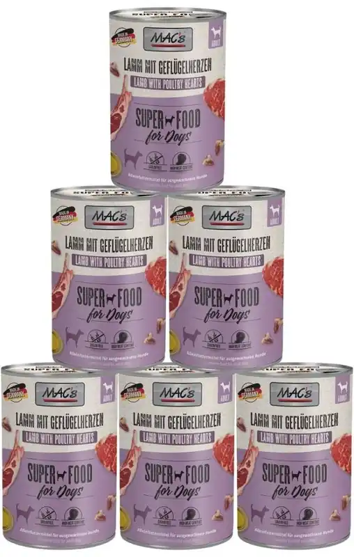 Mac‘s Dog Adult Karma z jagnięciną i sercami drobiowymi 6x400g PAKIET Zniżka