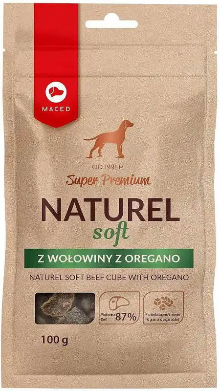Maced Przysmak Super Premium Naturel Soft z wołowiną i oregano dla psa op. 100g Dostępne od ręki