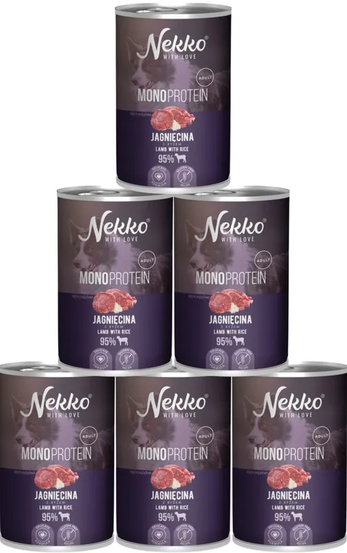 Nekko Monoprotein Adult Karma z jagnięciną dla psa 12x400g PAKIET Bezpieczna płatność