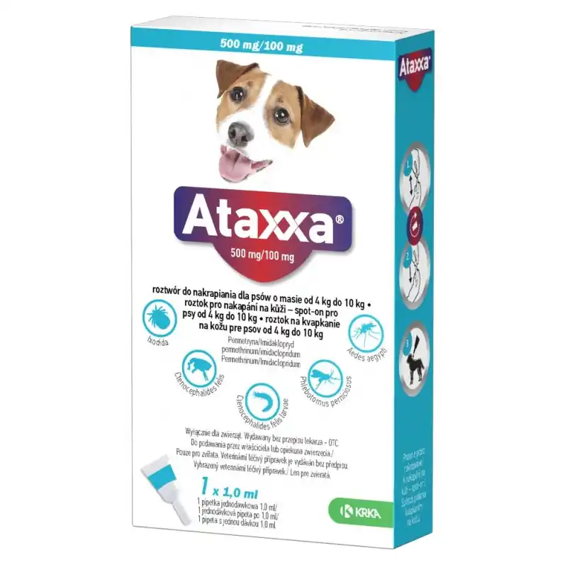 Ekspresowa dostawa KRKA ATAXXA Roztwór do nakrapiania dla psów 4 - 10 kg (1ml) - 1 pipeta