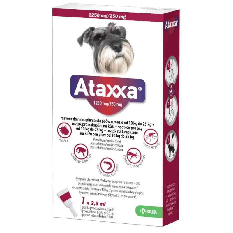 KRKA ATAXXA Roztwór do nakrapiania dla psów 10 - 25 kg (2,5 ml) - 1 pipeta Popularny