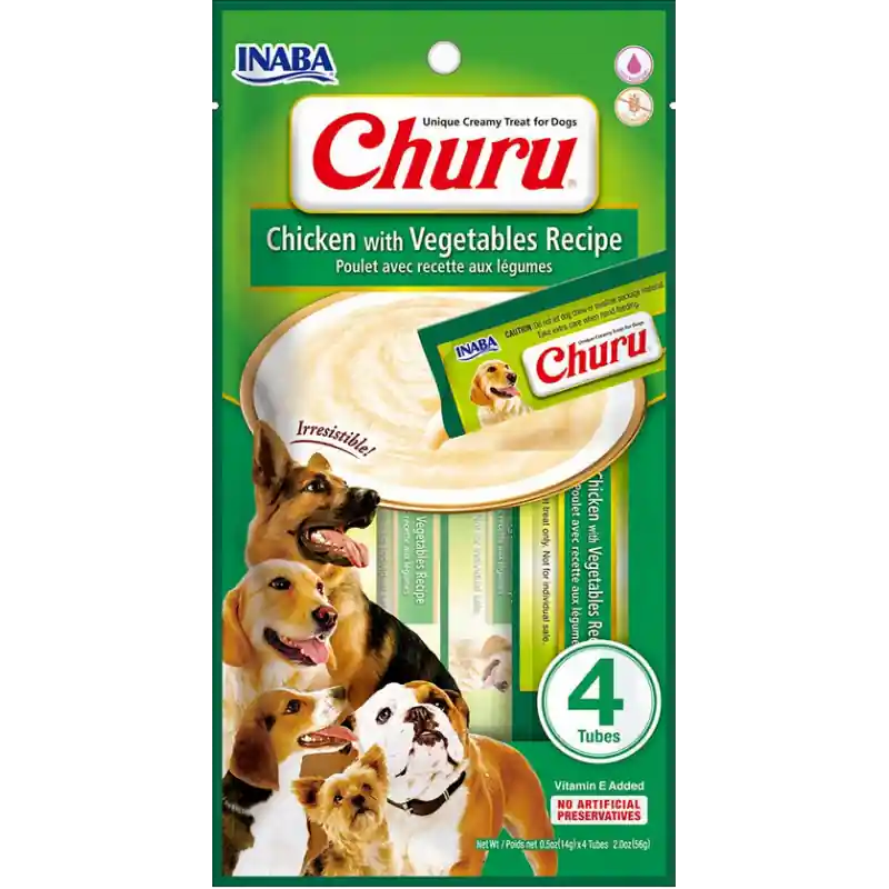 Darmowy zwrot INABA Dog Churu 4P kremowe przekąski o smaku kurczaka i warzyw 4x14g