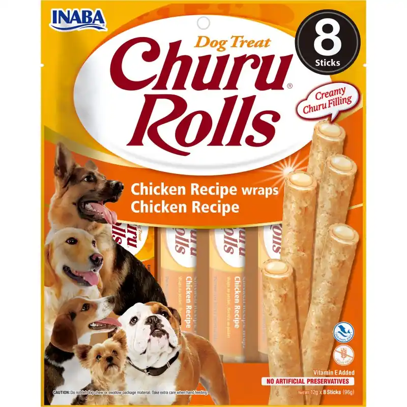 Bezpieczne zakupy INABA Dog Churu Rolls przysmaki z kurczaka 8x12g