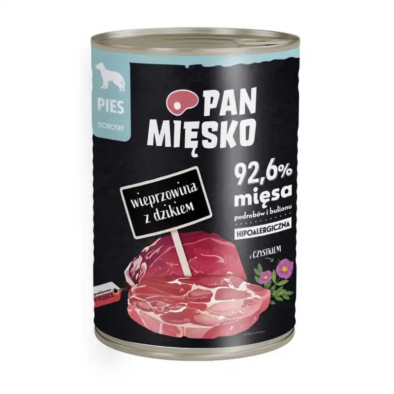 PAN MIĘSKO Wieprzowina z dzikiem dla psa Oferta