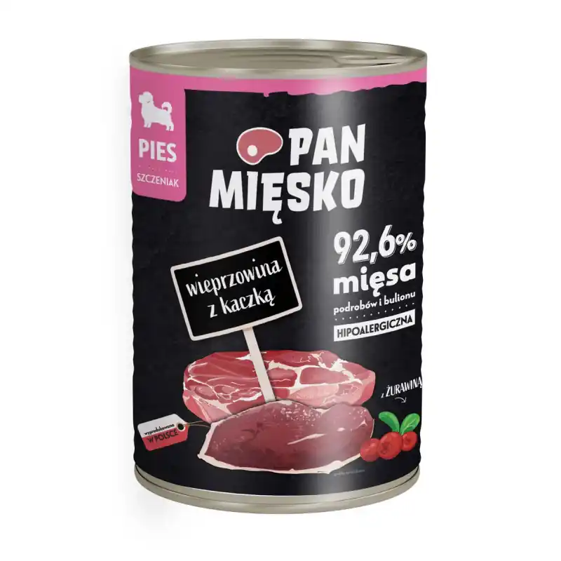 Ekspresowa dostawa PAN MIĘSKO Wieprzowina z kaczką dla szczeniąt