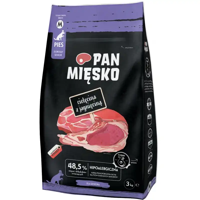 Nowy PAN MIĘSKO Senior Cielęcina z jagnięciną - rozmiar chrupek M