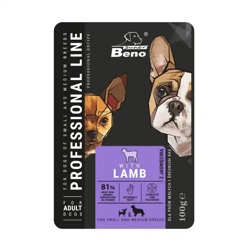 Szybka wysyłka SUPER BENO DOG Lamb z jagnięciną 100g (saszetka)