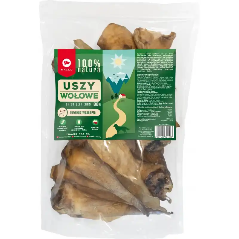 Premium MACED 100% Natura Ucho Wołowe 600g