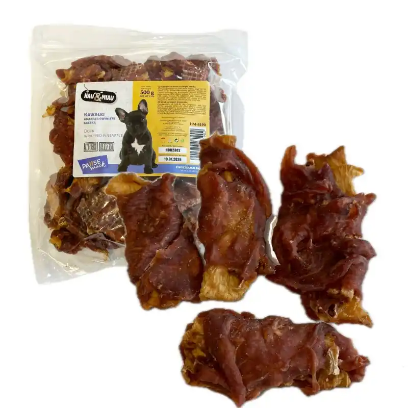 Dodaj do koszyka HAU MIAU Pause snack - kawałki ananasa owinięte kaczką 500g