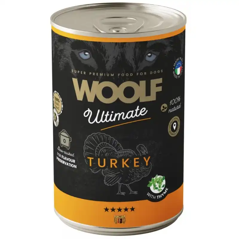 Nowość WOOLF Ultimate Dog Can Turkey and Thyme - indyk z tymiankiem 400g