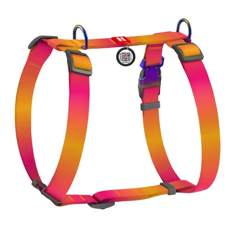 WAUDOG Nylon Recycled szelki anatomiczne w kształcie litery H z QR-paszportem gradient pomarańczowy Hit sprzedaży