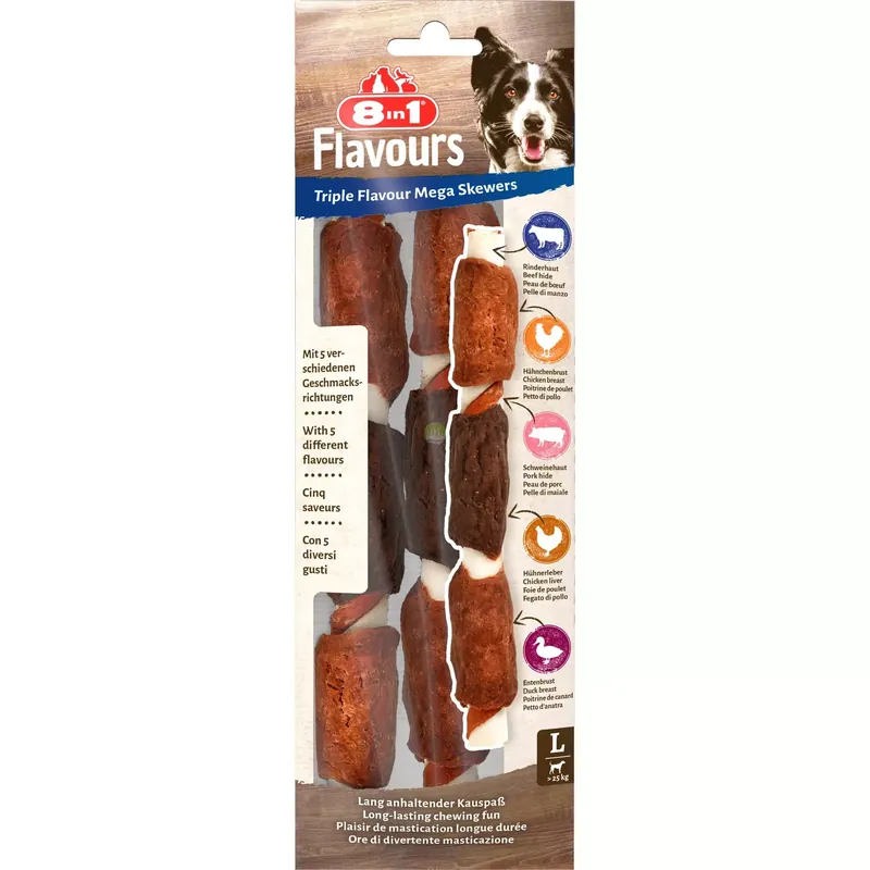 8IN1 Przysmak Triple Flavour szaszłyki do żucia dla psa 160g Promocja