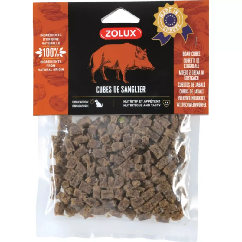 Nowy ZOLUX Przysmak naturalny dla psa Kostki z dzika 100g