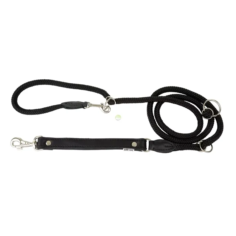 Ograniczona ilość Smycz regulowana Skóra Łoś STRONG 25mm/12/220cm czarny