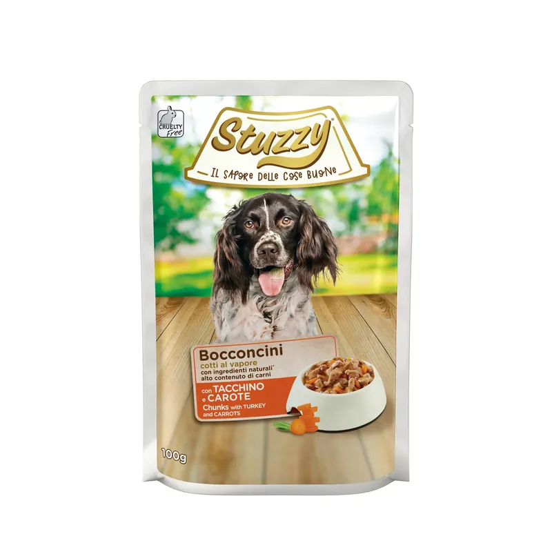 Bocconcini, karma mokra, dla psa, indyk z marchewką kawałki, 100g, saszetka Ekspresowa dostawa
