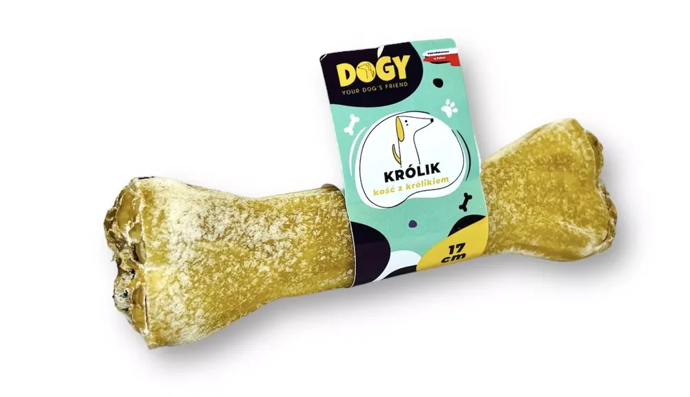 Premium DOGY – kość z królikiem i bananem 17 cm