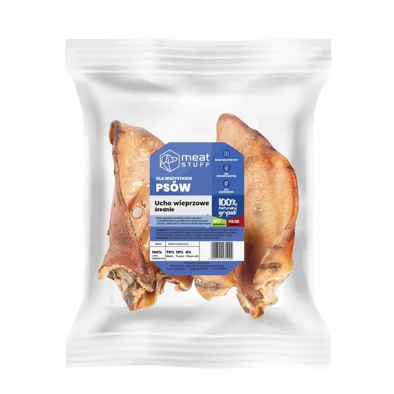 MEATSTUFF Ucho wieprzowe średnie (5 szt.) Ekspresowa dostawa