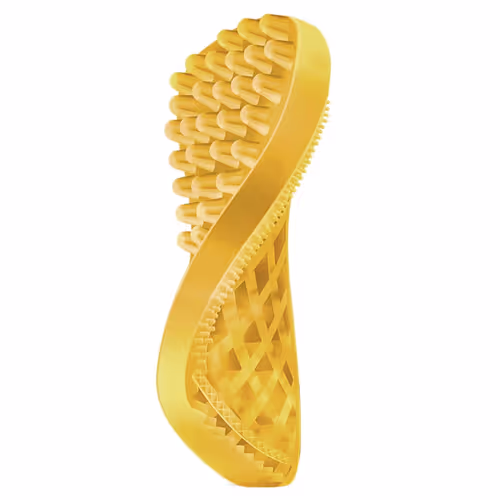 Bezpieczne zakupy Pet+Me Medium Silicone Brush Yellow – szczotka silikonowa dla psa, o sierści krótkiej i gęstej, długiej i jedwabistej lub szorstkowłosego