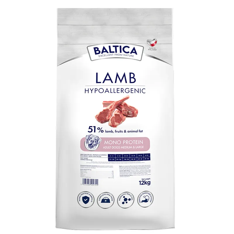 BALTICA Karma hipoalergiczna z jagnięciną ryżem dla średnich ras ras 12 kg Nie przegap