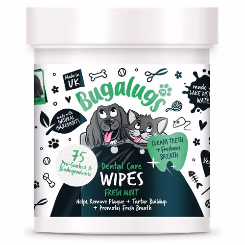 Łatwy zwrot Bugalugs Dental Care Wipes 75szt – chusteczki do zębów bez szczotkowania
