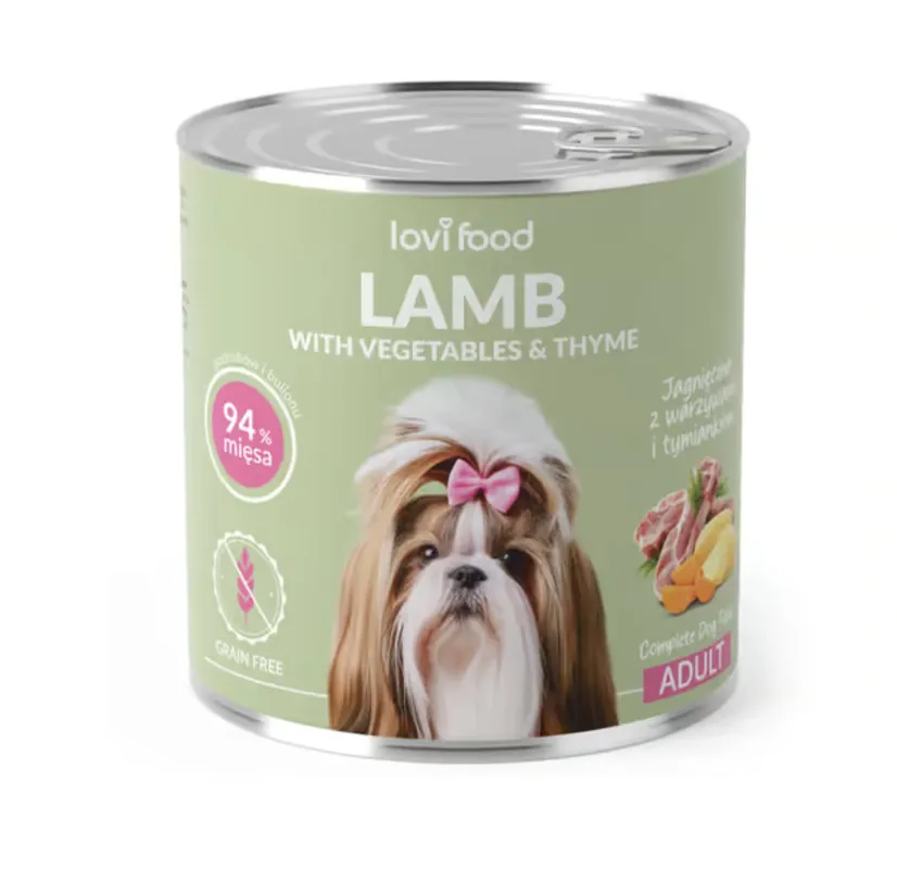 Lovi Food Lamb with Vegetables 800g – monobiałkowa mokra karma dla psa, z jagnięciną, warzywami i tymiankiem Ostatnia szansa
