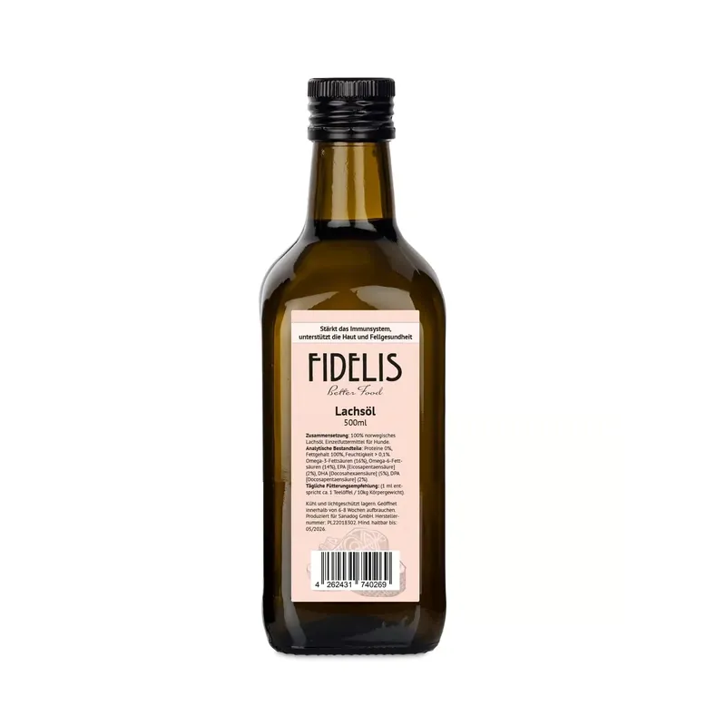 Premium FIDELIS Lachsöl olej z łososia – 500ml