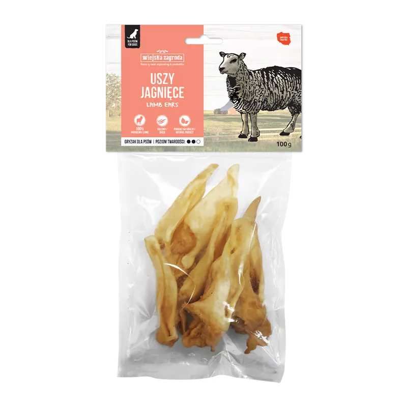 Wiejska Zagroda Uszy jagnięce 100g – suszony gryzak dla psa Obniżka ceny