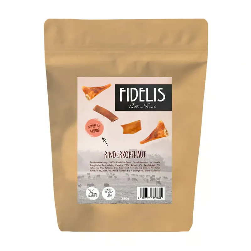 Fidelis beef head skin Skóra z głowy wołowej 500 g Popularny