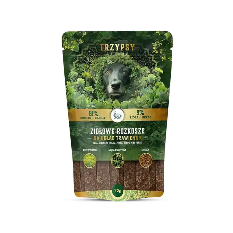 TRZYPSY Ziołowe Rozkosze Paski z królika na układ trawienny 70g Tani
