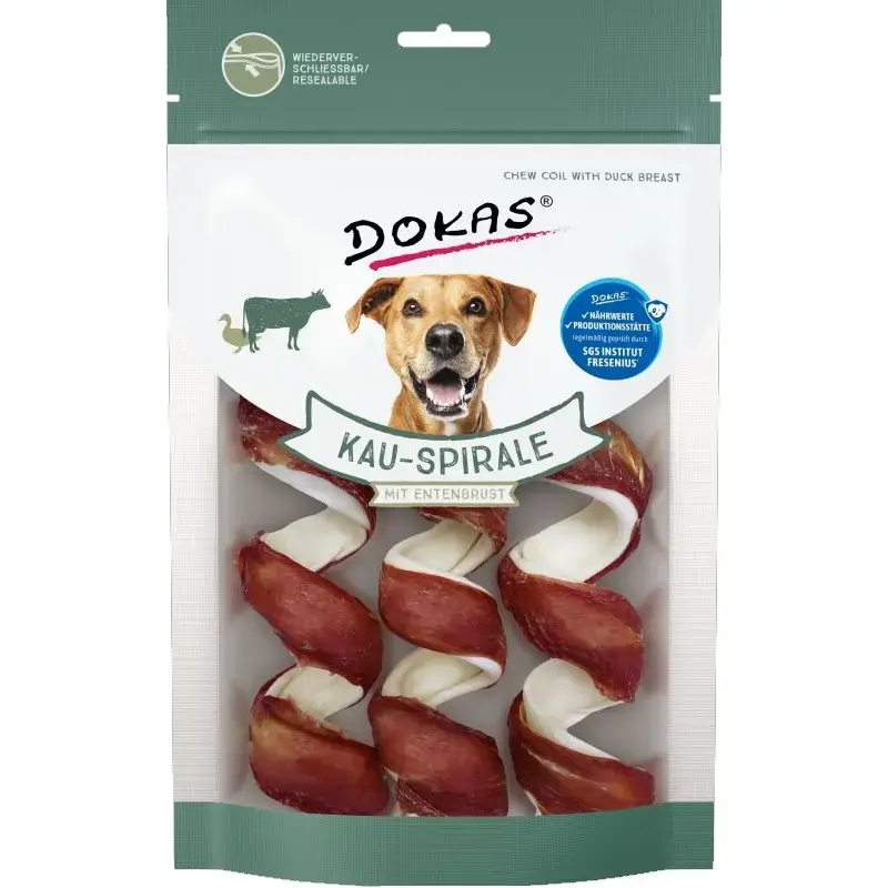 Dodaj do koszyka DOKAS Spirala kaczka 3szt / 110g – gryzak dla psa