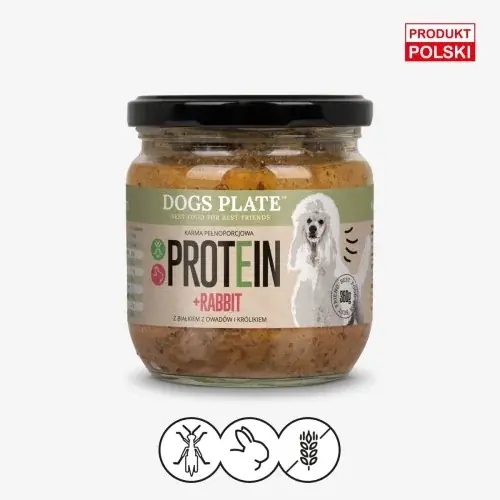 Nie przegap Dogs Plate Protein + Rabbit – mokra karma dla psów z królika i owadów 360g