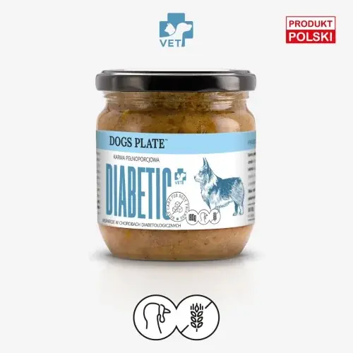 Dogs Plate Vet Diabetic 360g -mokra karma dla psów z chorobami trzustki i cukrzycą Darmowy zwrot