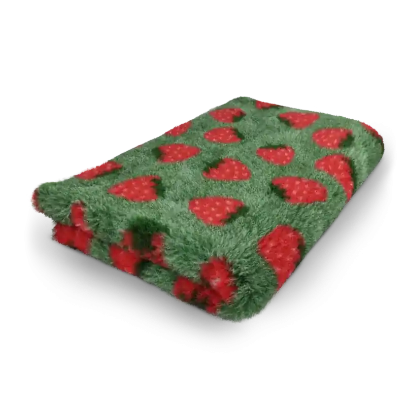 Bezpieczne zakupy BUBA Legowisko DRY BED 28mm 100x75cm antypoślizgowe zielony w truskawki