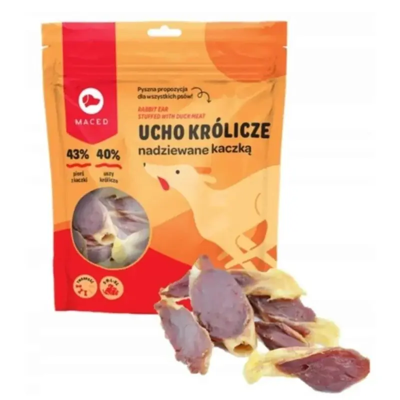 Hit cenowy MACED Ucho królicze nadziewane kaczką 500g