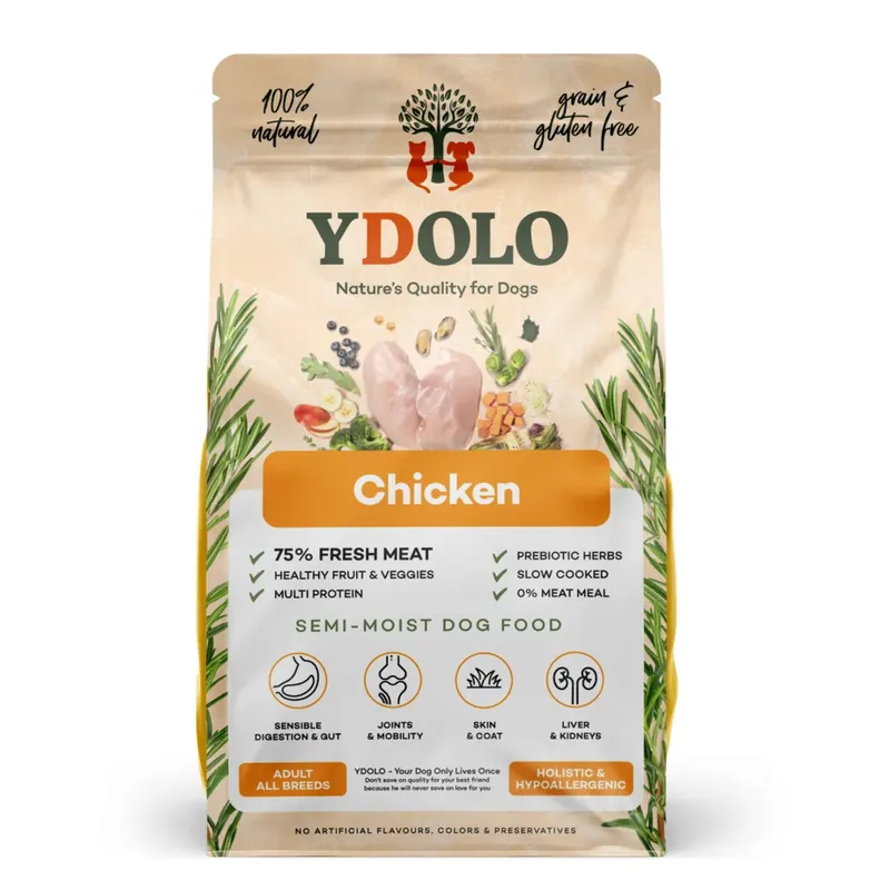 Promocja YDOLO Chicken – kurczak i ryby – półwilgotna karma dla psa 10kg