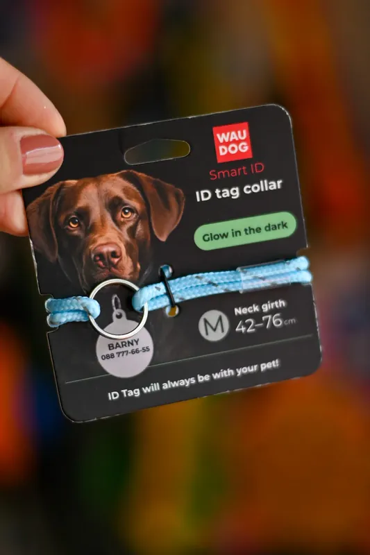 Sznurek dla adresówki z paracordu WAUDOG Smart ID, odblaskowy, niebieski M Popularny