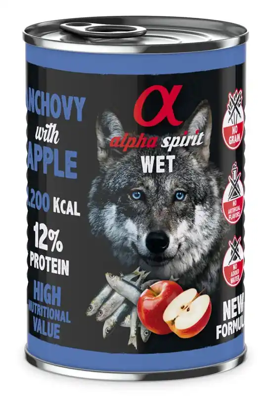 Alpha Spirit Anchovy with red apple 400g karma mokra dla psa Nie przegap