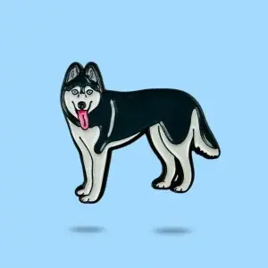 Pin pies Husky – przypinka do ubrań Promocja