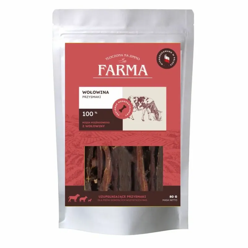 Farma Suszone Paski z Wołowiny 80g Popularny