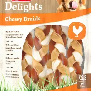 8in1 Gryzak Delights Chewy Braids ze Skórą Wołową i Kurczakiem dla psa op. 75g Nowość