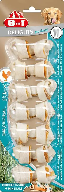 Hit sprzedaży 8in1 Kość Delights Pro Dental dla psa rozm. XS op. 7szt.