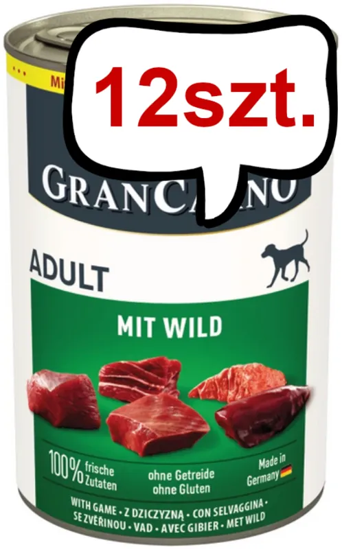 Bestseller Animonda GranCarno Adult z dziczyzną Mokra Karma dla psa op. 400g Pakiet 12szt.