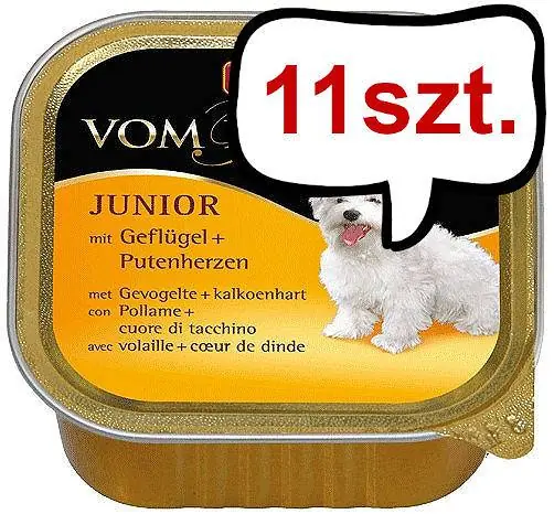 Darmowy zwrot Animonda vom Feinsten DOG JUNIOR drób z sercami indyka (geflugel&puteherzen) Mokra Karma dla szczeniaka op. 150g Pakiet 11szt.